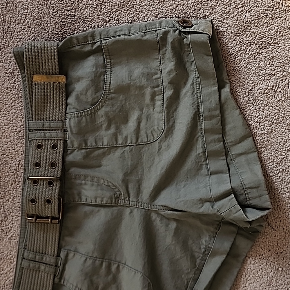 Cute Army Green Shorts with Matching Belt Size 11